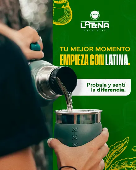 Foto de la marca: alguien cebando un mate con un termo